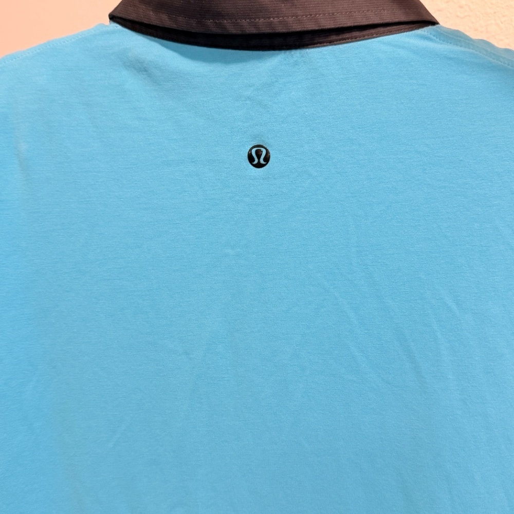 🍋Lululemon Polo Mens Evolution Blue Short Sleeve Shirt Athletic Stretch, Large, - Picture 6 of 11